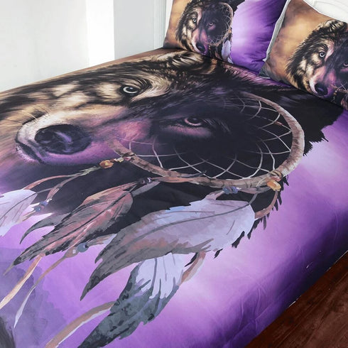 Housse de Couette Tête de Loup Attrape Rêve